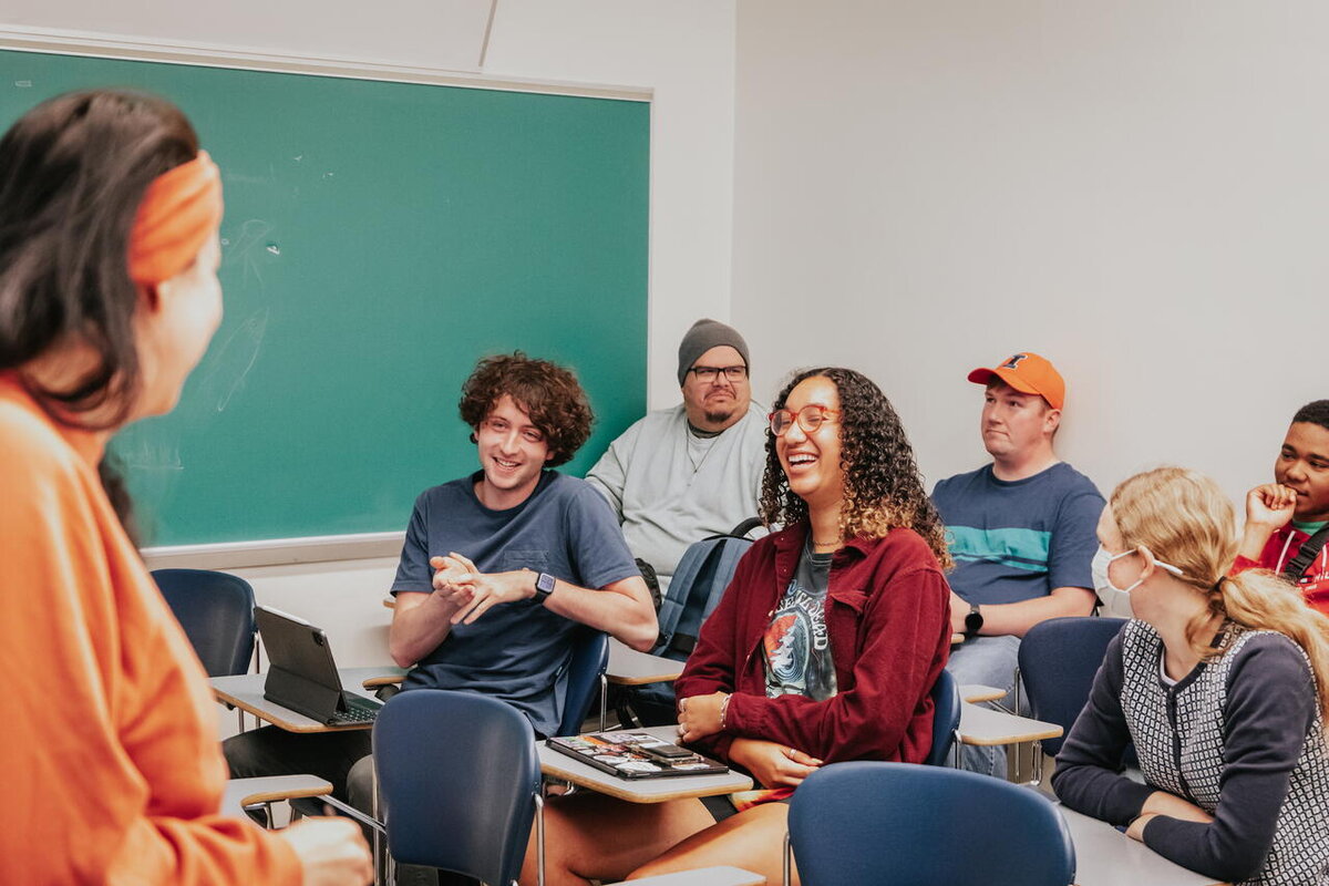 A classroom communicates with the instructor