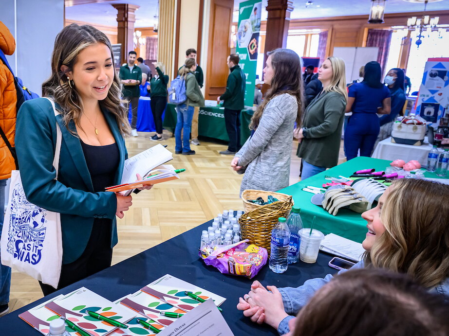 Student at a career fair