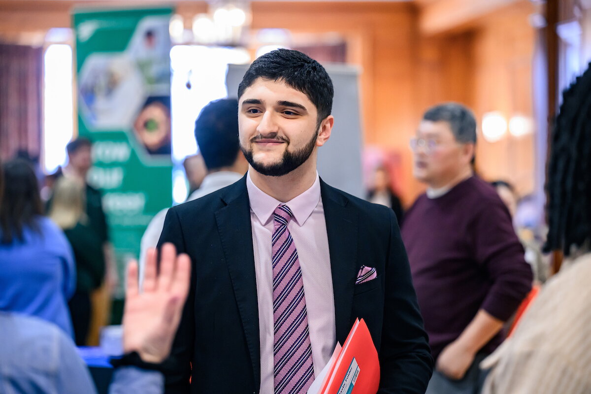 Student at a career fair