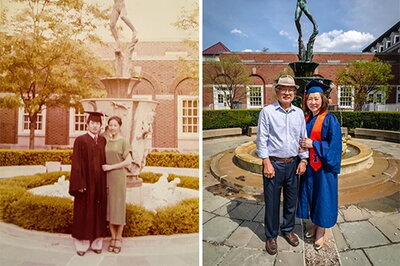 two photos commemorating Max and Bonnie Kim's graduations